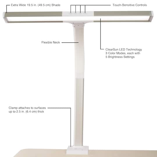 OttLite® Extra Wide Area LED Clamp Lamp